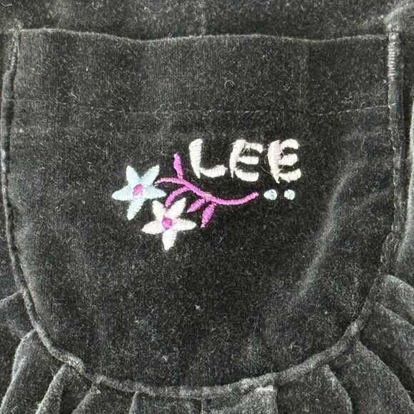 Vintage Lee Cordroy Dress Girls 18M Black Embroidered Y2k Fall Cottagecore Fairy - Picture 4 of 9